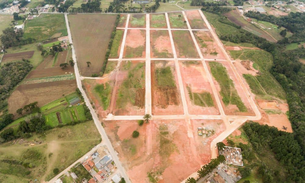Aerial land development site - ALTA SURVEY Texas Aerial view of a land development site showing how an ALTA land survey helps determine property value before selling