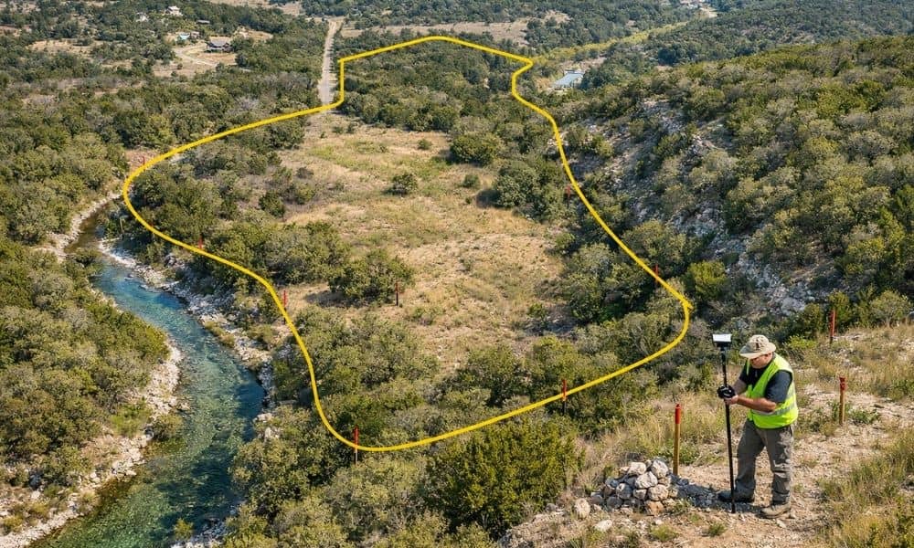 Boundary survey cost irregular hill country property - ALTA SURVEY Texas Surveyor assessing an irregular Hill Country property for a boundary survey cost estimate