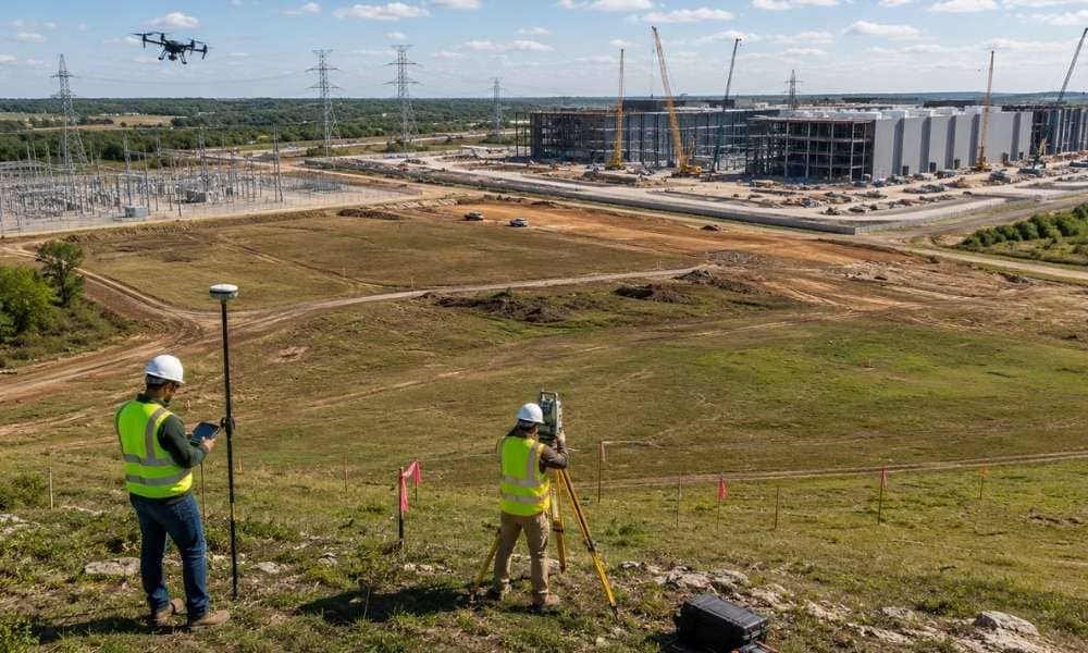 Surveying companies data center - ALTA SURVEY Texas Land surveyors from surveying companies mapping a future data center site
